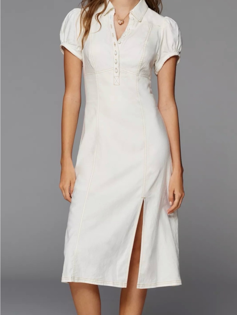 Pilcro Rebekah Slim Midi Dress Anthropologie - NWT - Ivory